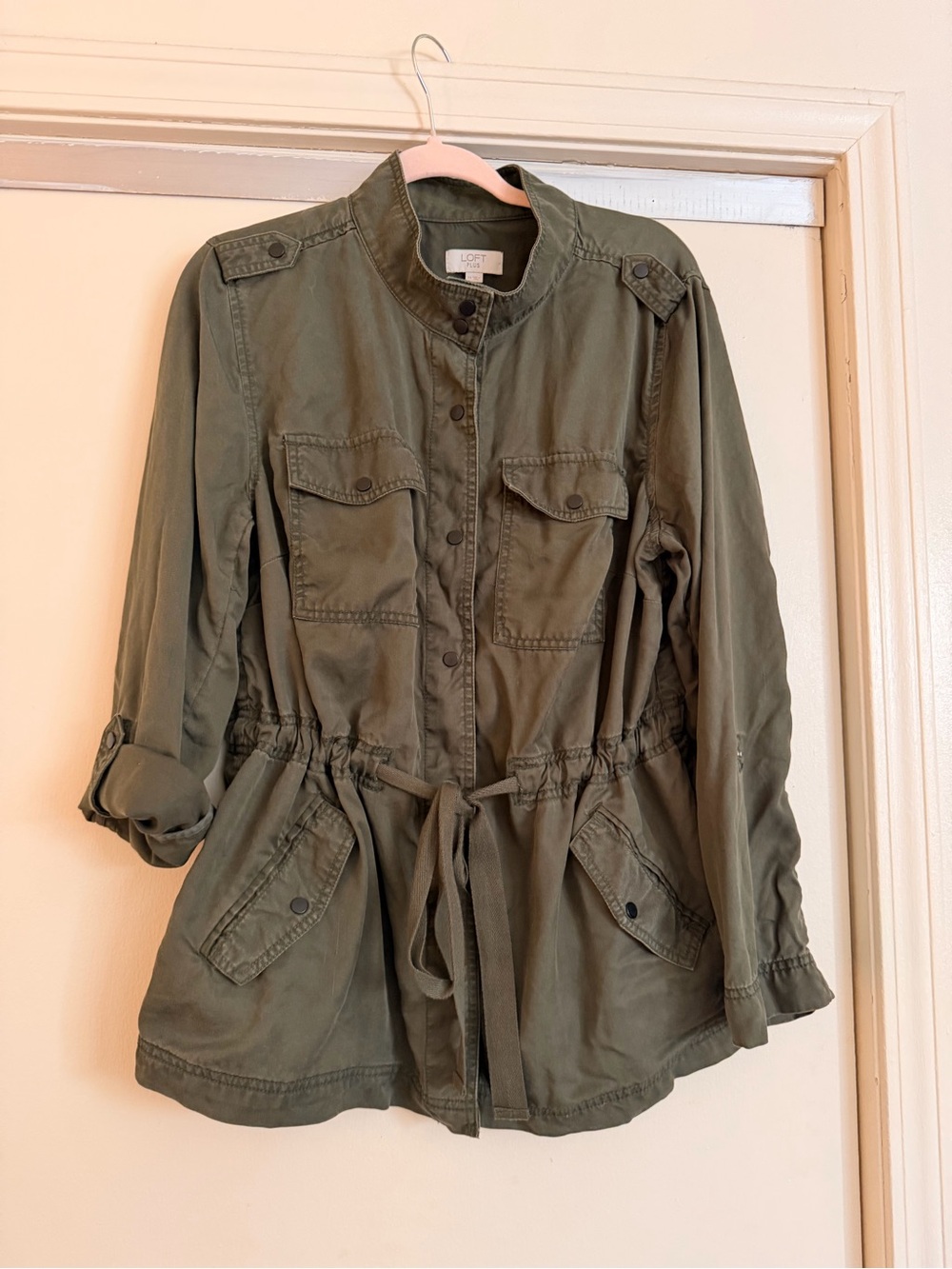 Loft plus Olive Green Utility Jacket with Drawstring Waist